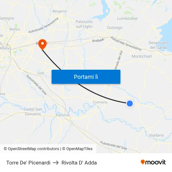 Torre De' Picenardi to Rivolta D' Adda map