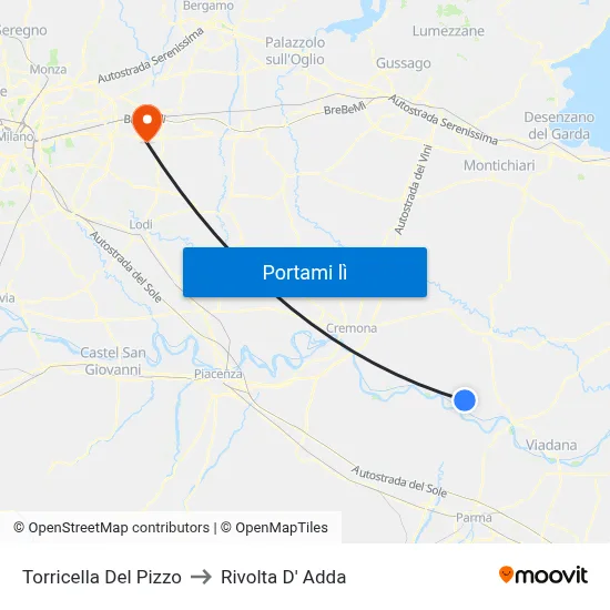 Torricella Del Pizzo to Rivolta D' Adda map