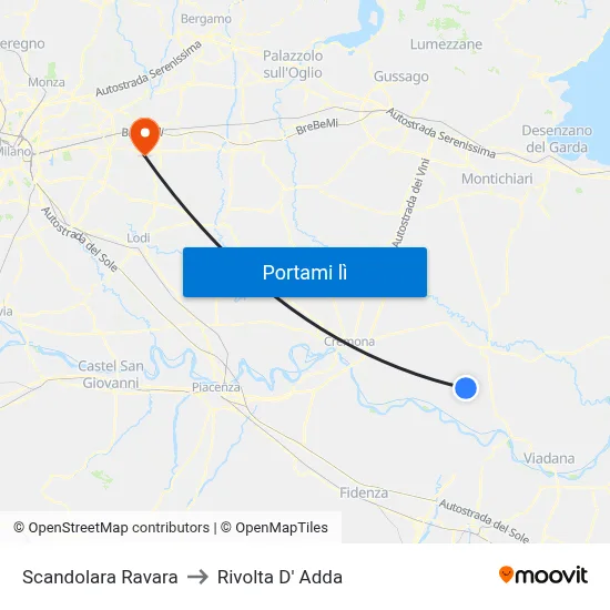 Scandolara Ravara to Rivolta D' Adda map