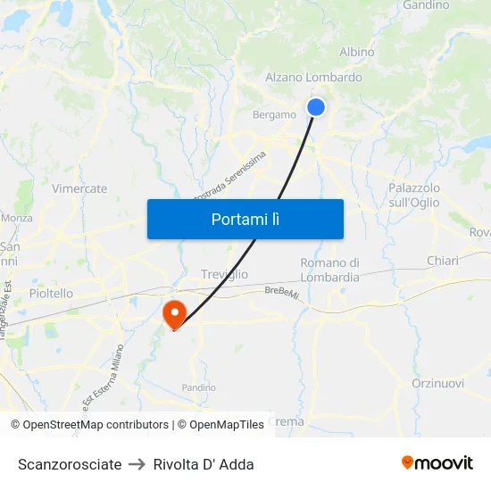 Scanzorosciate to Rivolta D' Adda map