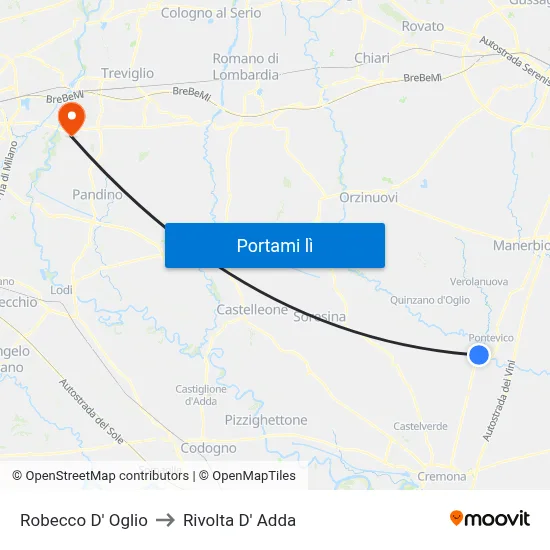 Robecco D' Oglio to Rivolta D' Adda map