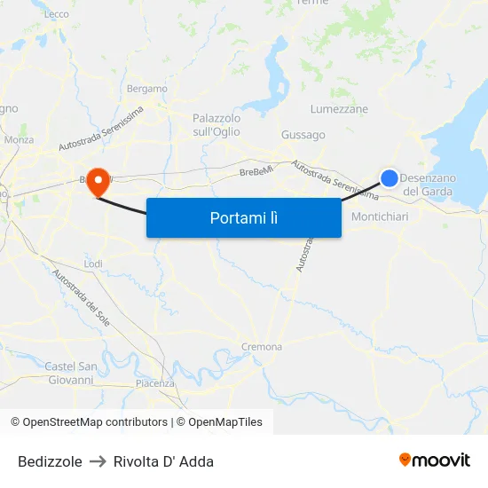 Bedizzole to Rivolta D' Adda map
