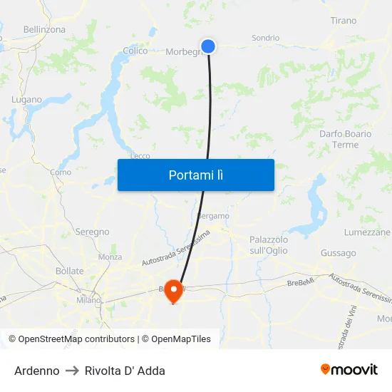 Ardenno to Rivolta D' Adda map