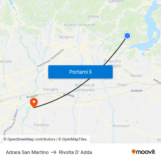 Adrara San Martino to Rivolta D' Adda map