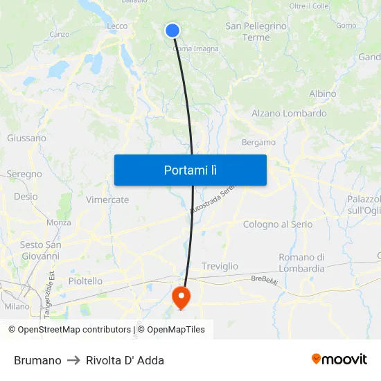 Brumano to Rivolta D' Adda map