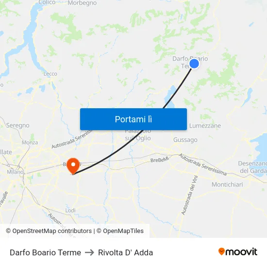 Darfo Boario Terme to Rivolta D' Adda map