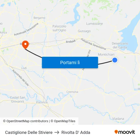 Castiglione Delle Stiviere to Rivolta D' Adda map