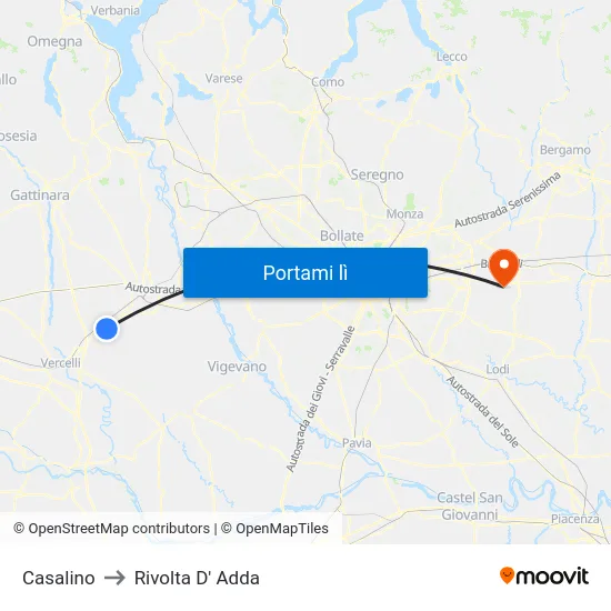 Casalino to Rivolta D' Adda map