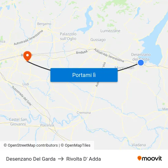 Desenzano Del Garda to Rivolta D' Adda map