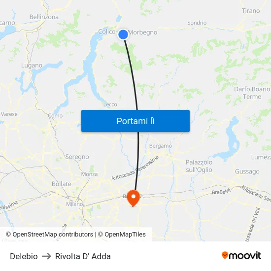 Delebio to Rivolta D' Adda map
