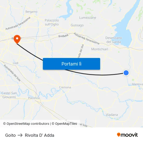 Goito to Rivolta D' Adda map