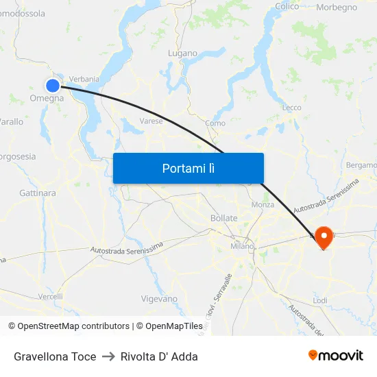 Gravellona Toce to Rivolta D' Adda map