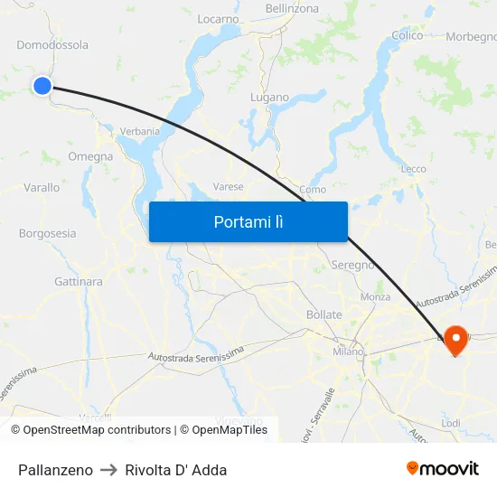 Pallanzeno to Rivolta D' Adda map