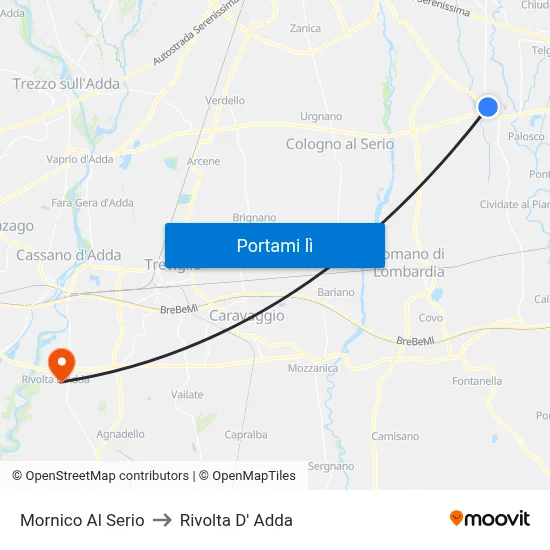 Mornico Al Serio to Rivolta D' Adda map