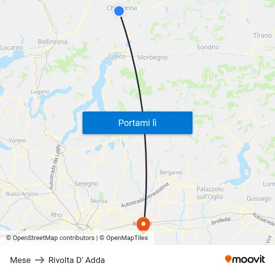 Mese to Rivolta D' Adda map