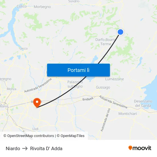 Niardo to Rivolta D' Adda map