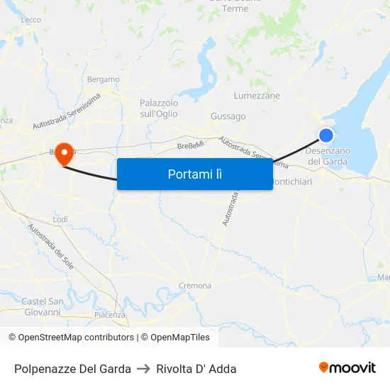 Polpenazze Del Garda to Rivolta D' Adda map