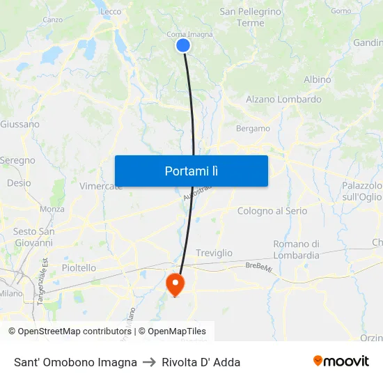 Sant' Omobono Imagna to Rivolta D' Adda map