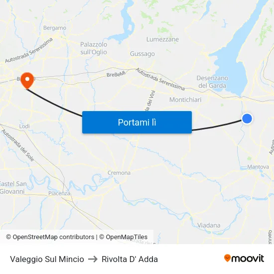 Valeggio Sul Mincio to Rivolta D' Adda map