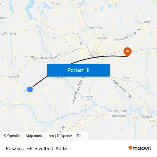 Rosasco to Rivolta D' Adda map