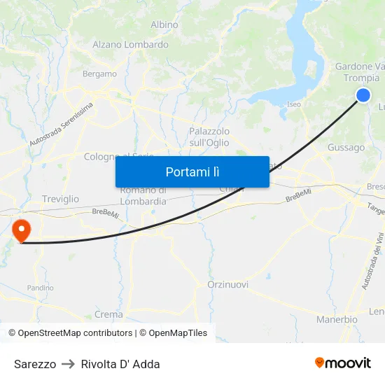 Sarezzo to Rivolta D' Adda map