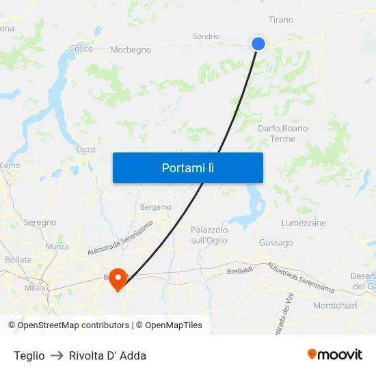 Teglio to Rivolta D' Adda map