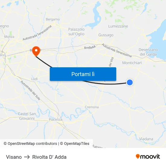 Visano to Rivolta D' Adda map