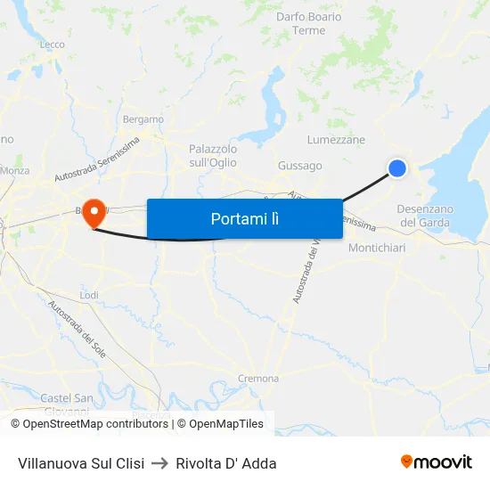 Villanuova Sul Clisi to Rivolta D' Adda map