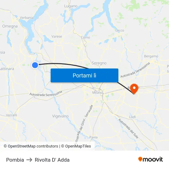 Pombia to Rivolta D' Adda map