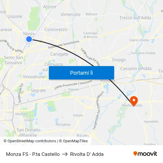 Monza FS - P.ta Castello to Rivolta D' Adda map