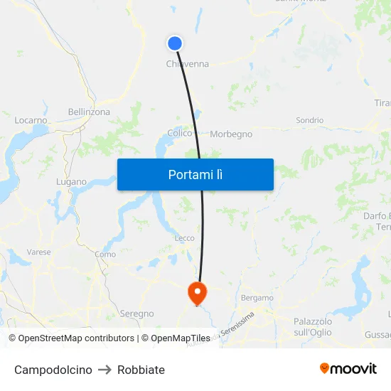 Campodolcino to Robbiate map