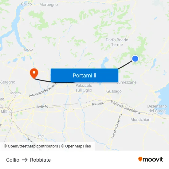 Collio to Robbiate map