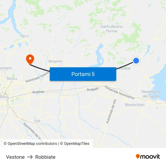 Vestone to Robbiate map