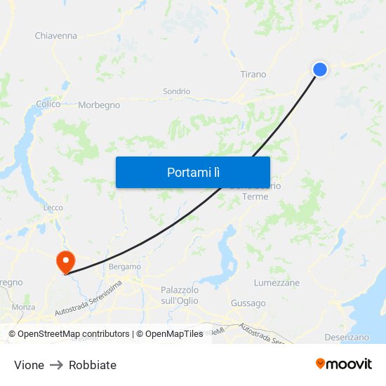 Vione to Robbiate map