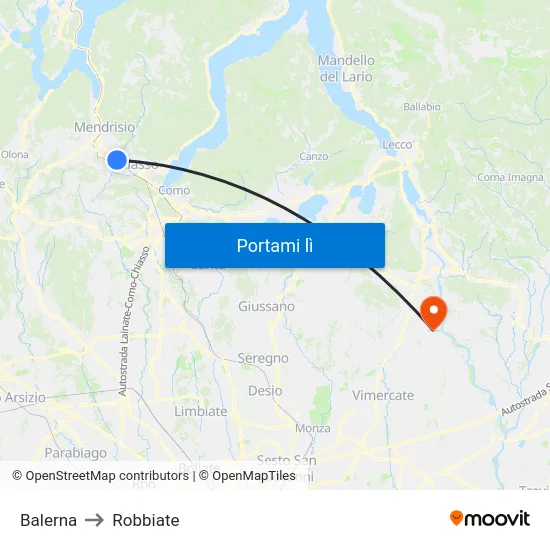 Balerna to Robbiate map