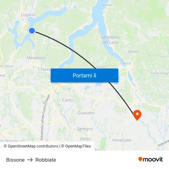 Bissone to Robbiate map