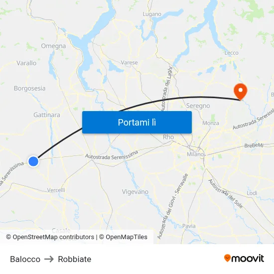 Balocco to Robbiate map