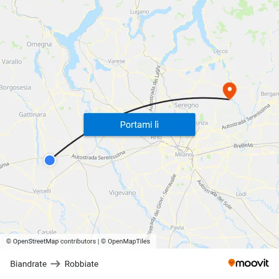 Biandrate to Robbiate map