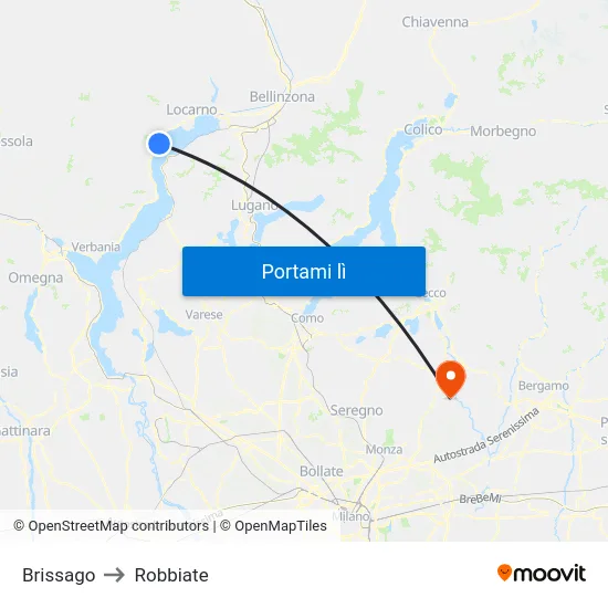 Brissago to Robbiate map