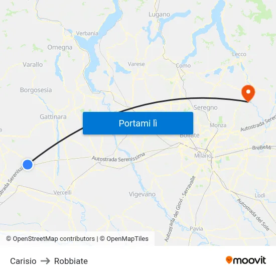 Carisio to Robbiate map