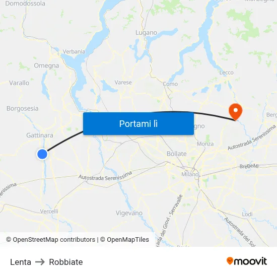 Lenta to Robbiate map