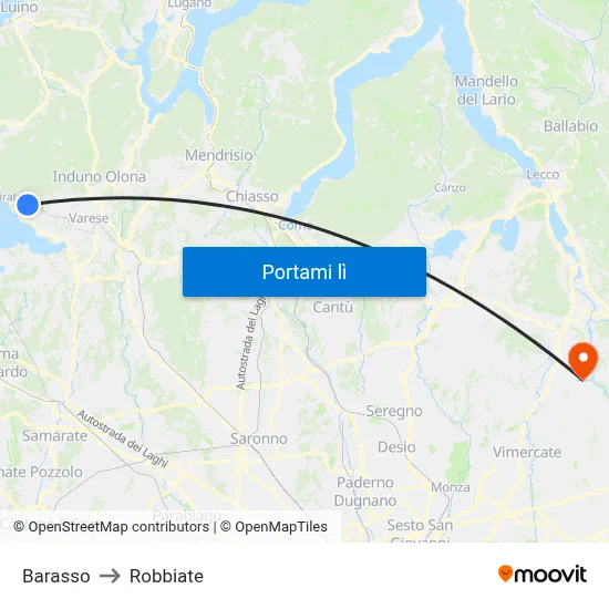 Barasso to Robbiate map