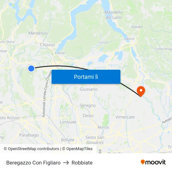 Beregazzo Con Figliaro to Robbiate map