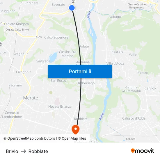 Brivio to Robbiate map