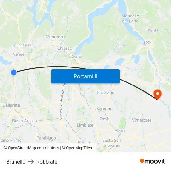 Brunello to Robbiate map