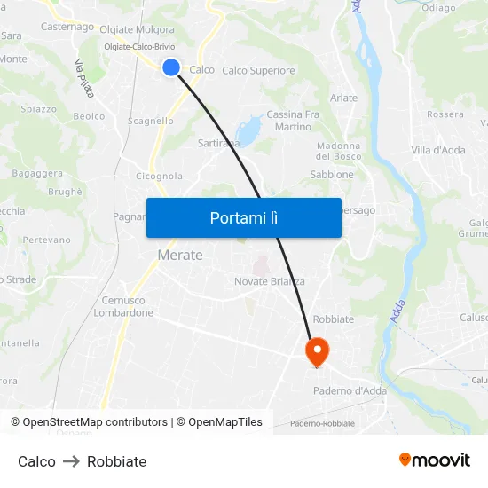 Calco to Robbiate map