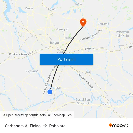 Carbonara Al Ticino to Robbiate map