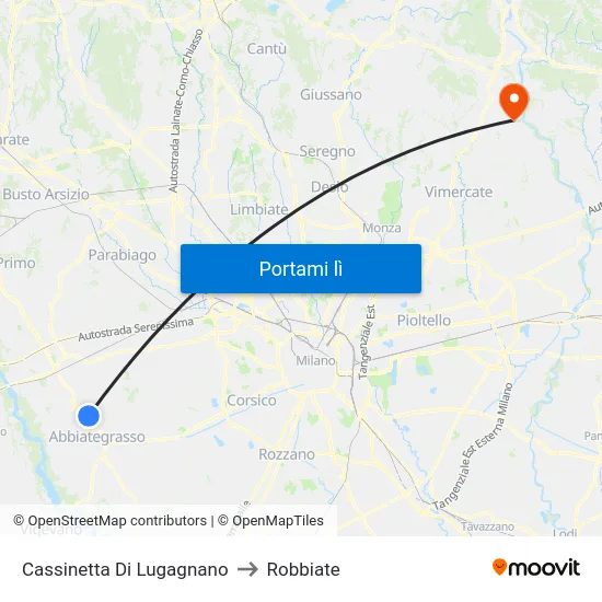 Cassinetta Di Lugagnano to Robbiate map