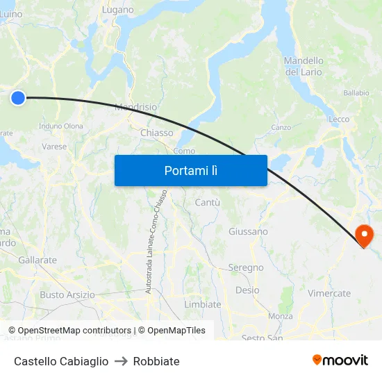 Castello Cabiaglio to Robbiate map