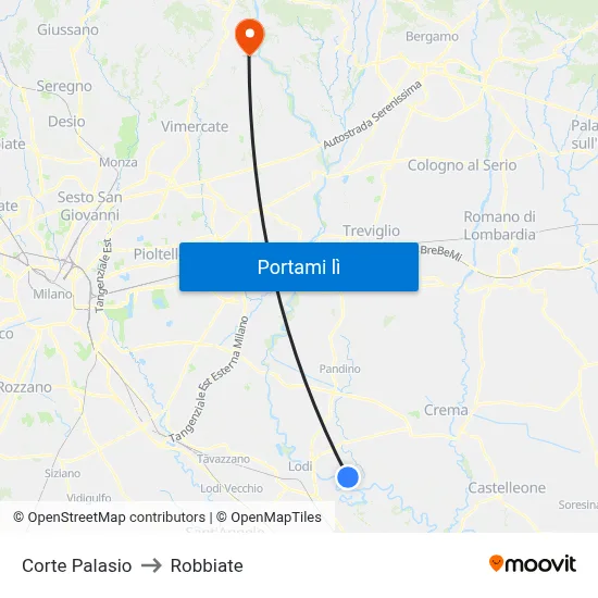 Corte Palasio to Robbiate map
